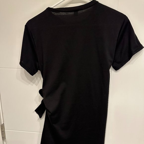 Front Knot T-Shirt Dress - Black - Picture 2 of 2